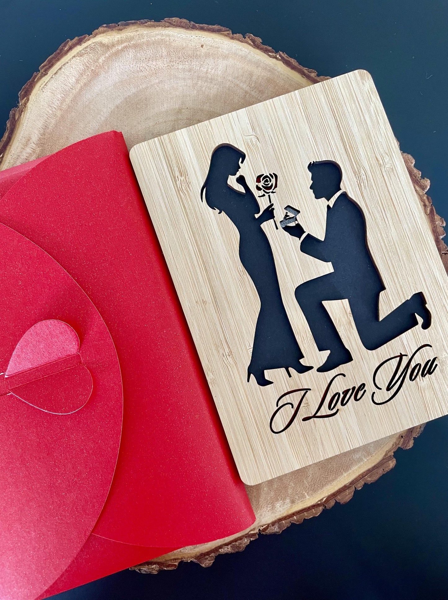 I Love You Wooden Card - Engagement Gift