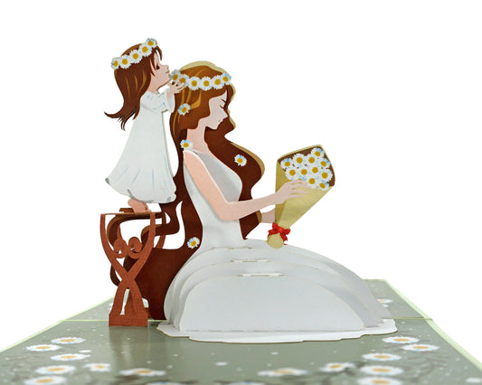 Daisies Crown Mum and Daughter 3D Pop Up Card