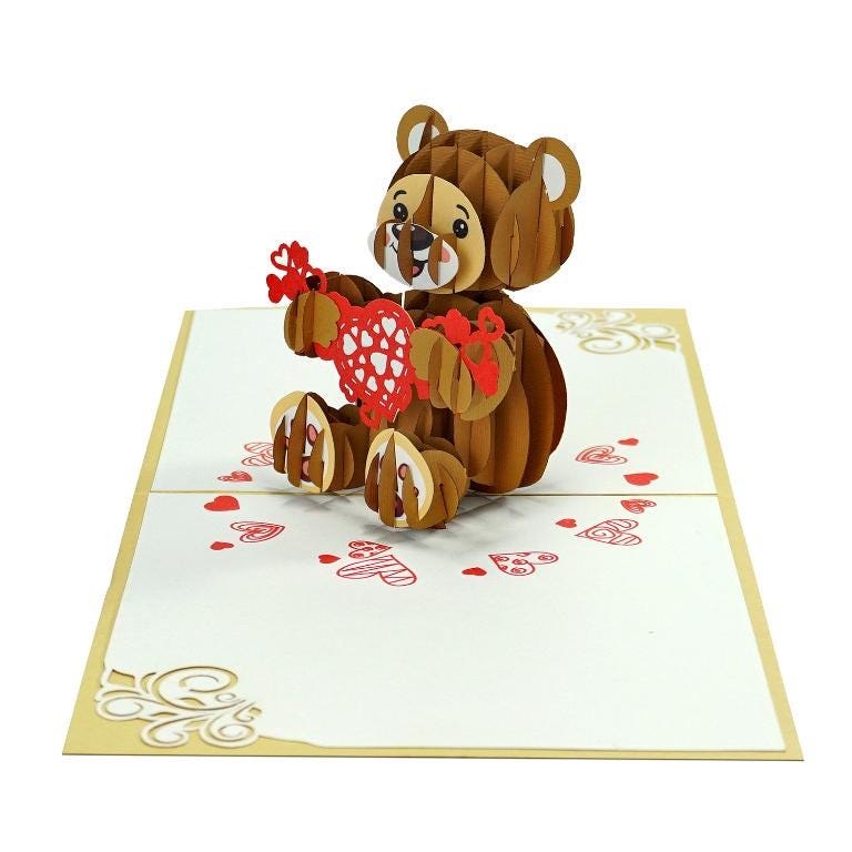 Love Teddy Bear 3D Pop Up Card