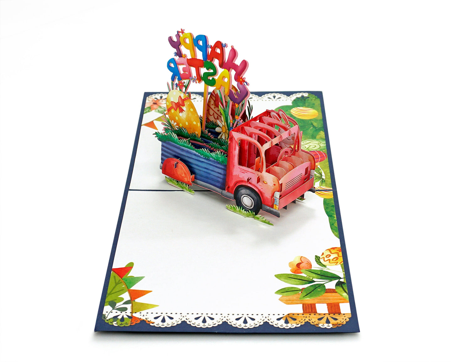 Happy Easter Bunny Truck 3D Pop Up Card
