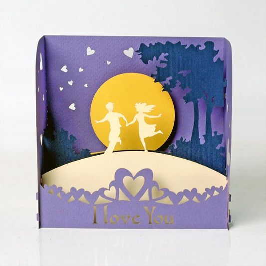 Romantic Couple Moonlight 3D Box Card
