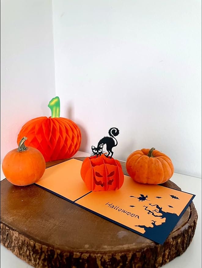 Halloween Pumpkin Black Cat 3D Pop Up Card
