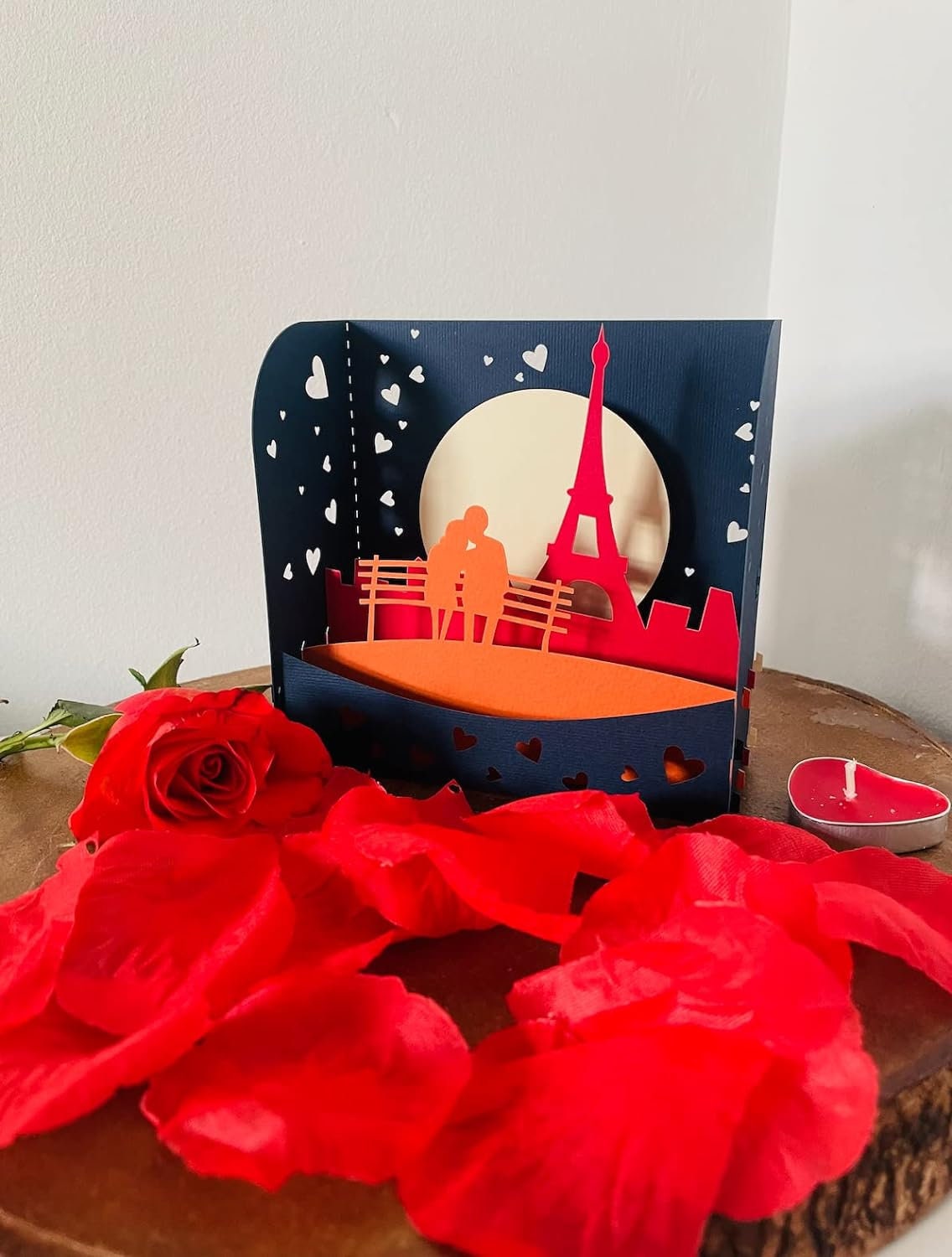 Romantic Eiffel Tower Couple 3D Box Card - Paris Love