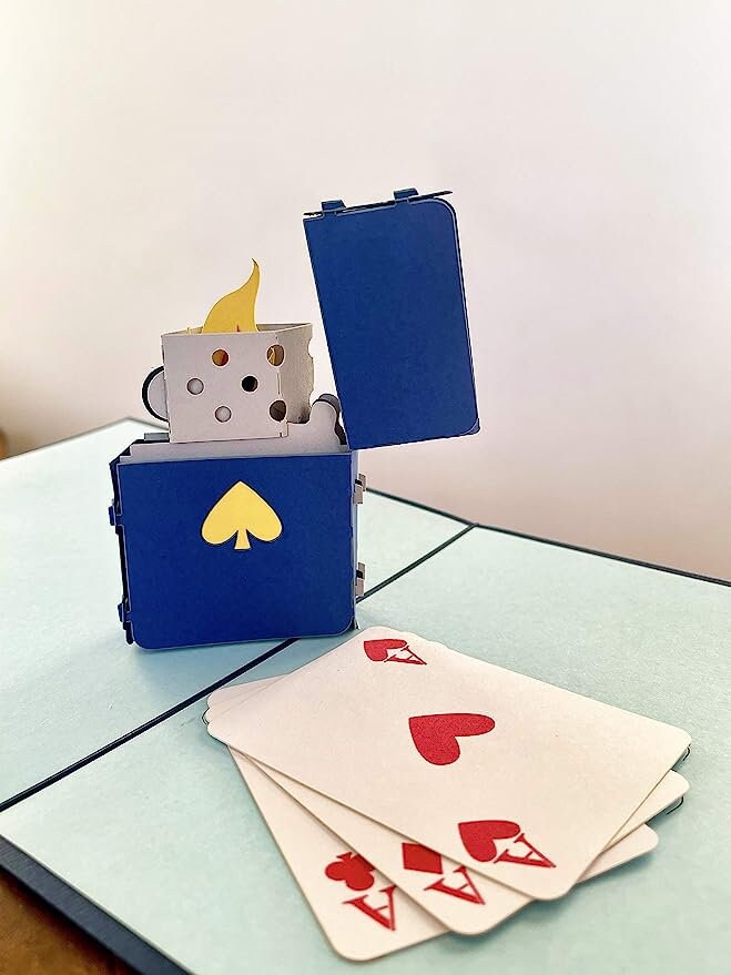 Zippo Lighter Playing Cards 3D Pop Up Card