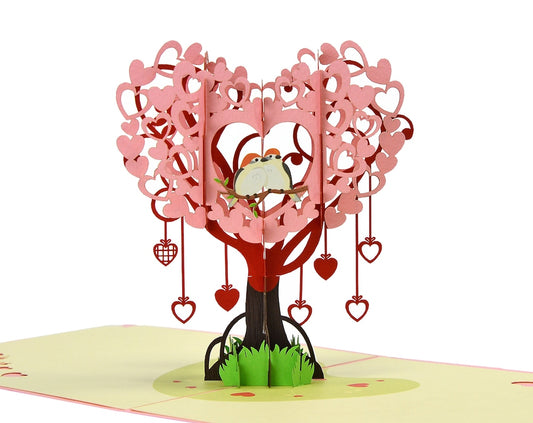 Love Birds in Heart Tree Pop Up Card