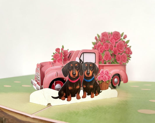 Dachshund Couple Love 3D Pop Up Card