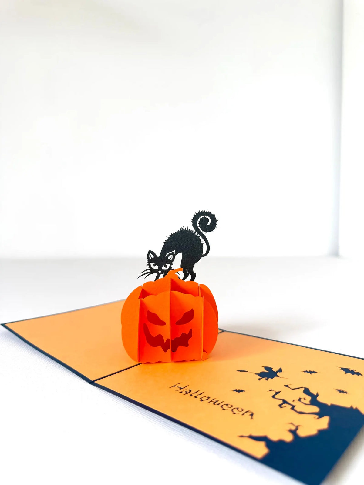 Halloween Pumpkin Black Cat 3D Pop Up Card