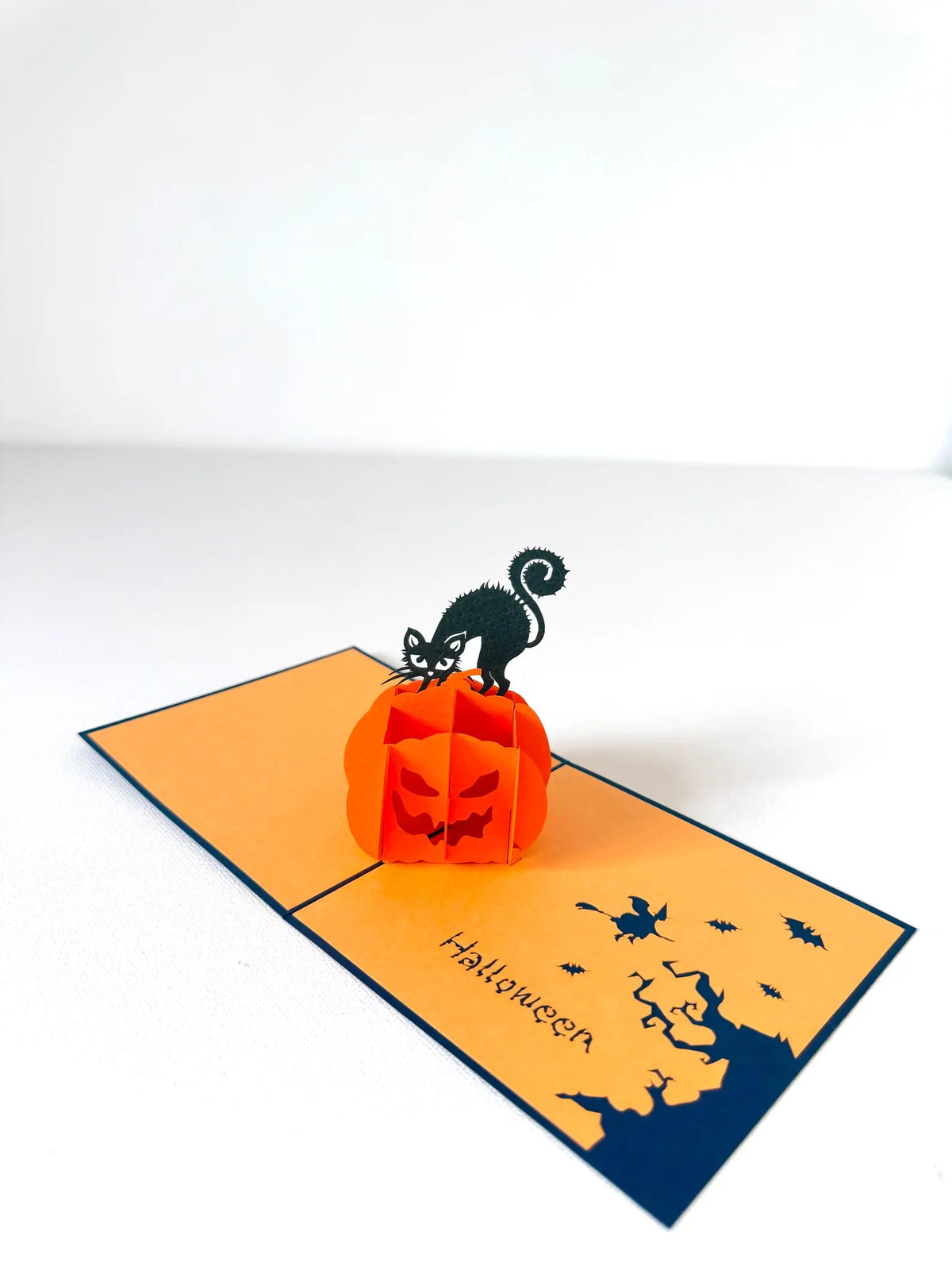 Halloween Pumpkin Black Cat 3D Pop Up Card