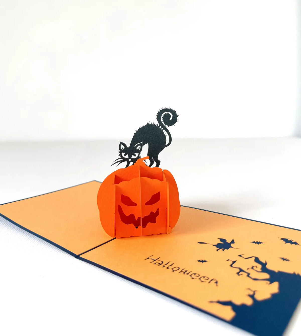 Halloween Pumpkin Black Cat 3D Pop Up Card
