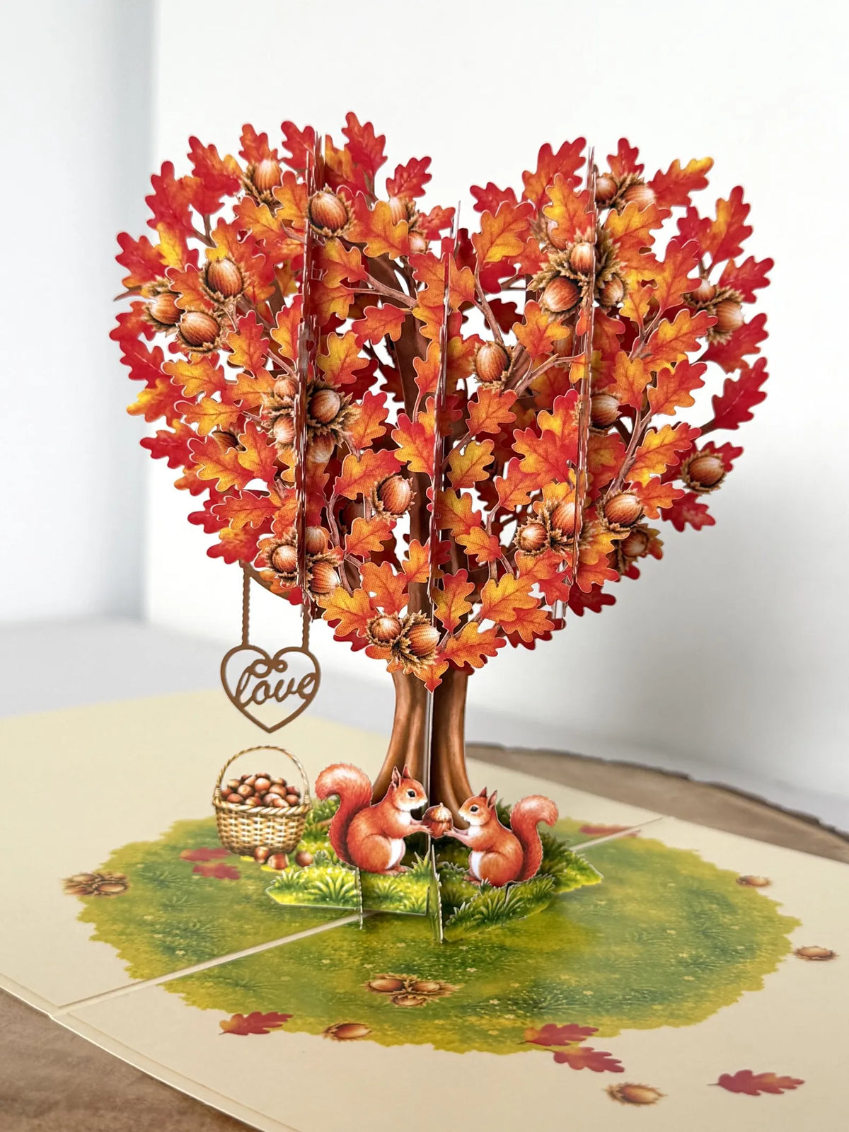 Squirrel Couple in Hazelnut Tree – Romantic 3D Pop-Up Anniversary Card