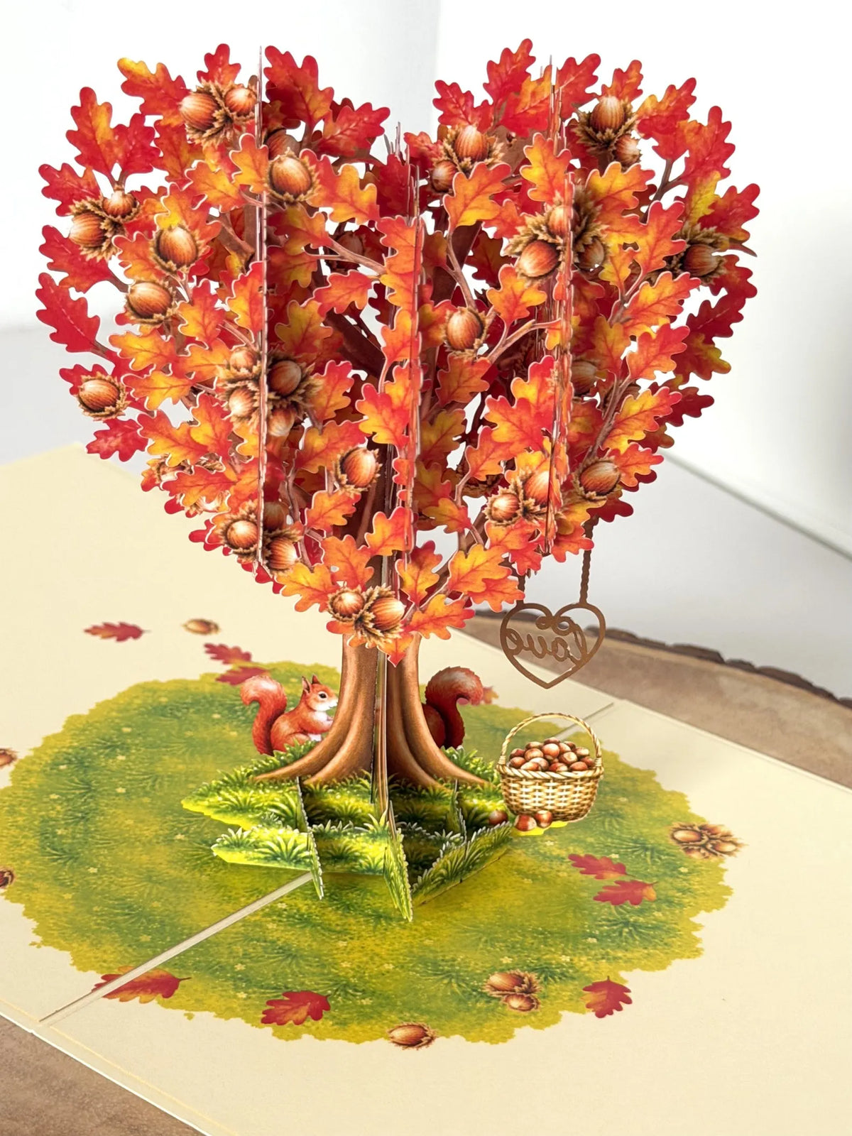 Squirrel Couple in Hazelnut Tree – Romantic 3D Pop-Up Anniversary Card