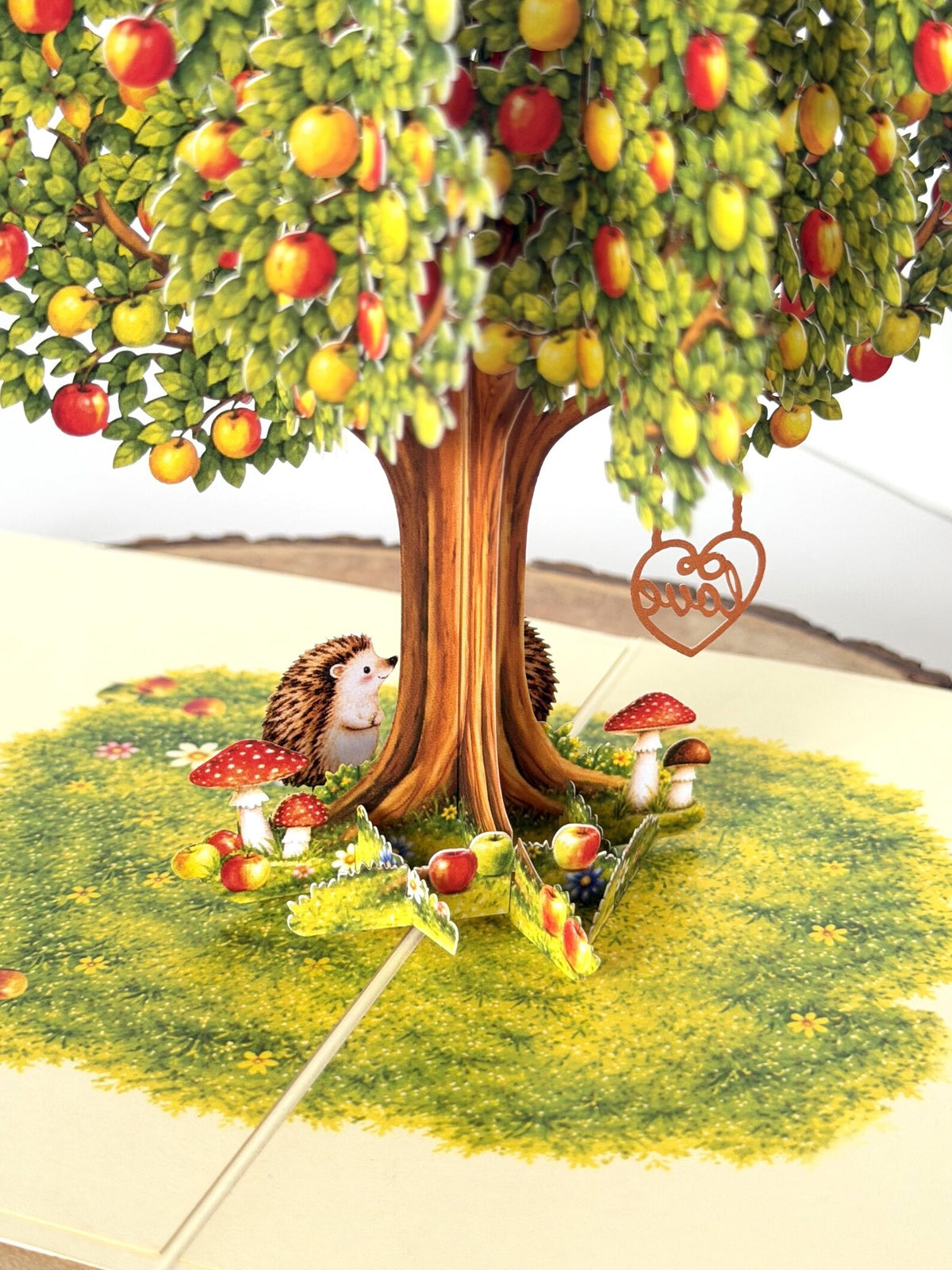 Hedgehogs Couple in Apple Tree Pop-Up 3D Card - Romantic Anniversary Card