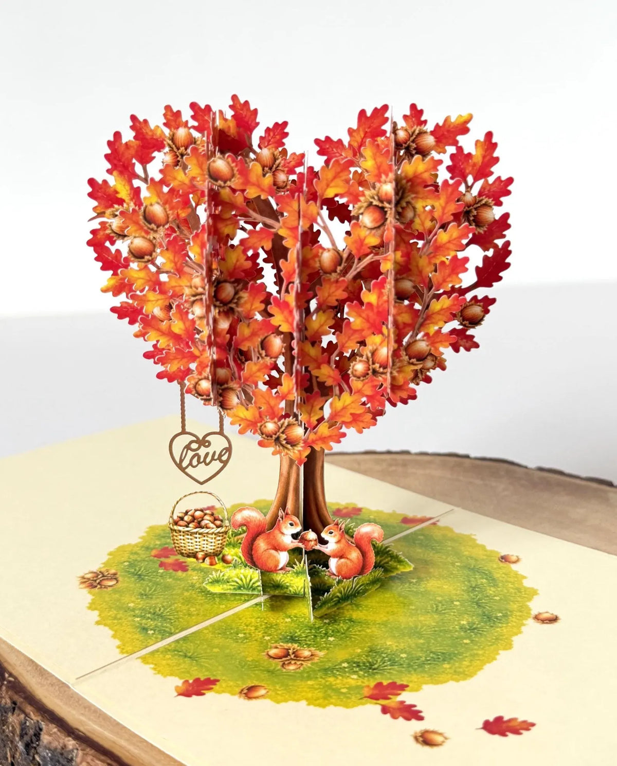 Squirrel Couple in Hazelnut Tree – Romantic 3D Pop-Up Anniversary Card