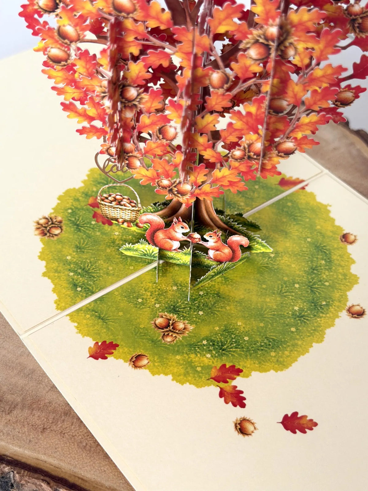Squirrel Couple in Hazelnut Tree – Romantic 3D Pop-Up Anniversary Card