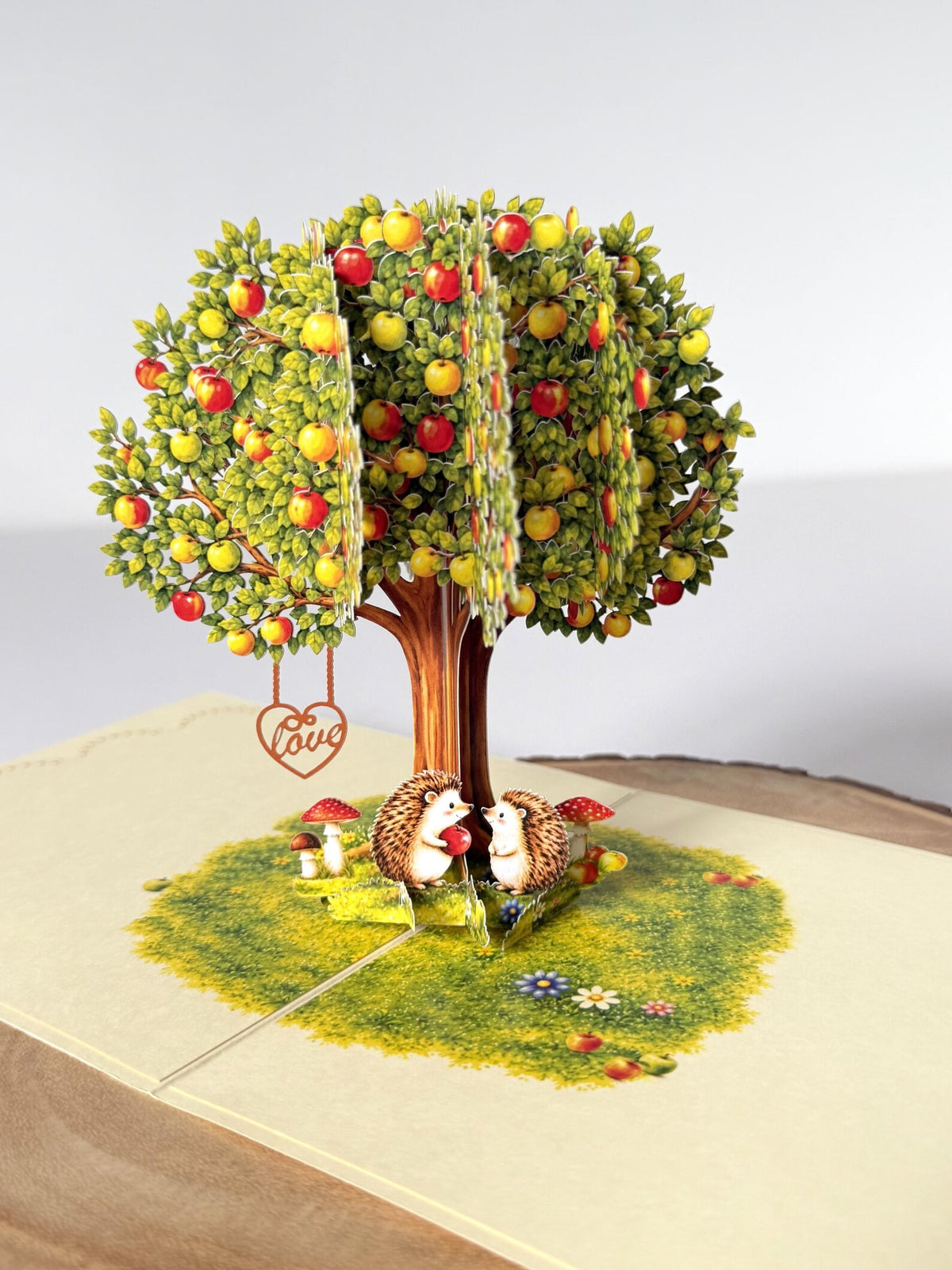 Hedgehogs Couple in Apple Tree Pop-Up 3D Card - Romantic Anniversary Card