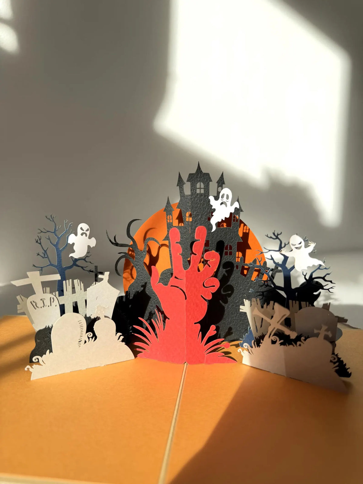 Halloween Haunted House 3D Pop Up Card - Graveyard Scene